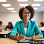 방과후지도사 이직 후 성공 사례 - **Prompt:** A talented after-school instructor, a woman in her late 30s with an intelligent and warm...