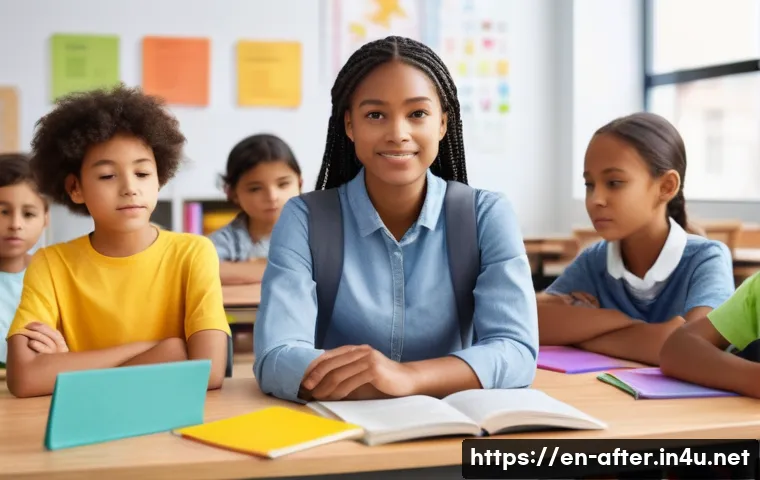 방과후지도사로서의 문제 해결 능력 키우기 - A dynamic after-school classroom scene showing a confident female program leader in casual professio...